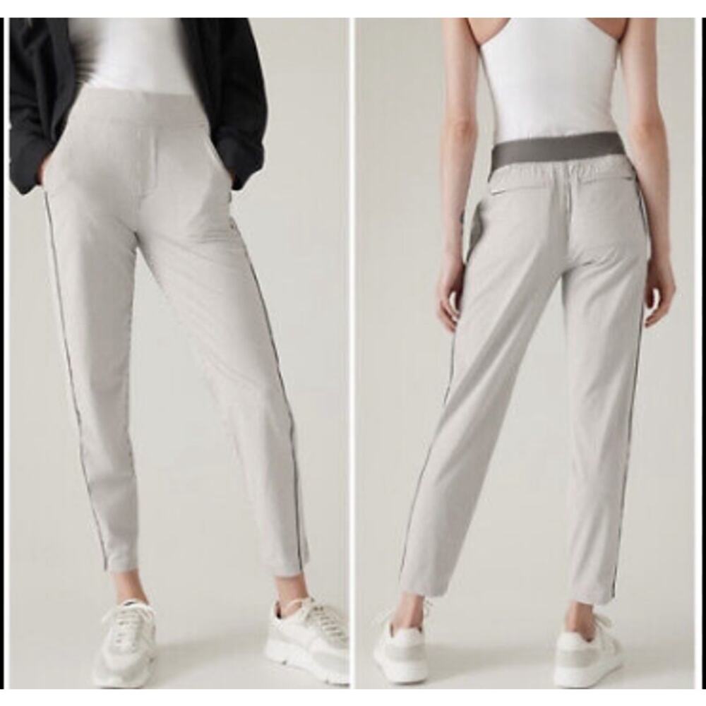 Athleta Brooklyn Ankle Pant Striped Gray 0 Casual Athleisure
